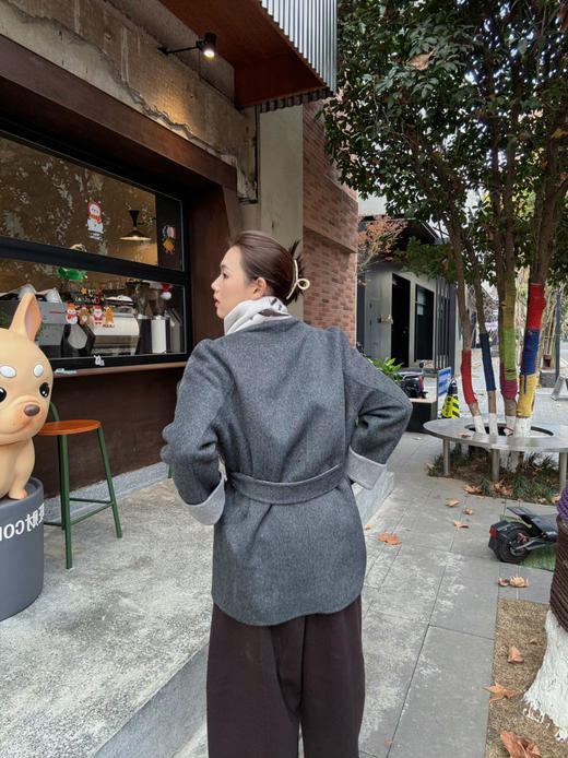 【灰的AB面】噢蜜ooomeooo双色手工10羊绒大衣 商品图4