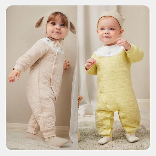 迷你巴拉婴儿衣服新生儿宝宝连体衣亲肤柔软夹棉家居爬服秋冬 商品图2