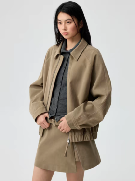 Simple Project/Y25233/麂皮感翻领宽松夹克