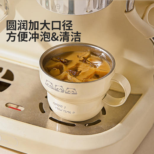 摩登主妇mototo熊猫316L不锈钢杯子儿童水杯家用防摔拉花杯咖啡杯 商品图3