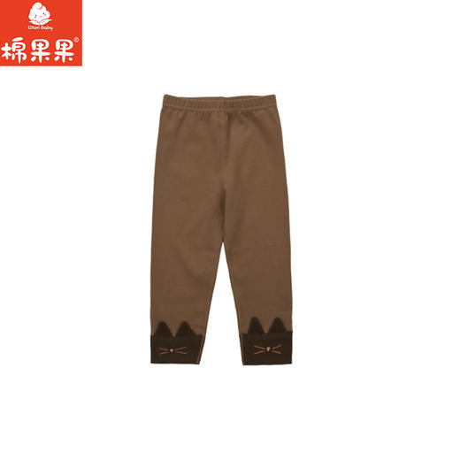 棉果果春季新品女童路路加棕色卡通可爱打底裤M122206226131 商品图0