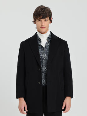 callisto黑色羊毛羊绒混纺大衣