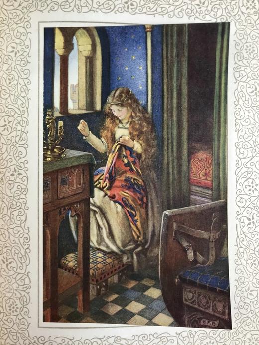 约20世纪早期 丁尼生《国王叙事诗》 约20幅彩色手工贴图 漆布精装16开 商品图9