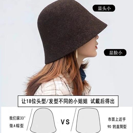 雀说 澳洲羊毛渔夫帽女秋冬轻奢高级感水桶帽S5011 商品图4