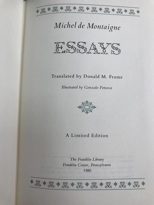 限量版！含藏书票 米歇尔・德・蒙田《蒙田随笔集》 配插图 富兰克林图书馆豪华皮装本 商品图3