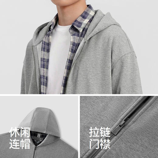 商场同款|森马夹克男春假两件格纹针织外套2026新款宽松连帽上衣 商品图3