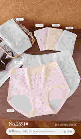 女士中大版精梳棉长绒棉印花内裤三角裤2691