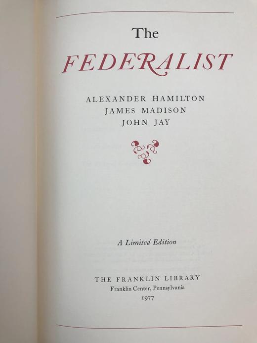 限量版！亚历山大・汉密尔顿《联邦党人文集》配插图 富兰克林图书馆豪华皮装本 商品图2