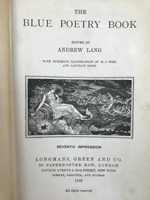 1918年 安德鲁·朗格《蓝色诗集》 配大量插图 漆布精装32开 商品图3