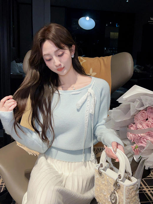 张心子【甜美主义】蝴蝶结丝带毛衣设计感小众上衣 U2601013 商品图1