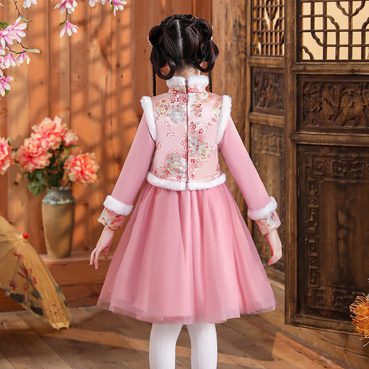 女童旗袍古装超仙加厚汉服中国风唐装过年拜年服（送暖手包）XWN2156 商品图3