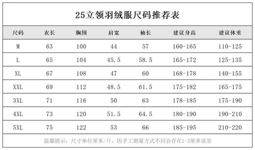 【25立领羽绒服】加绒款90鸭绒男女同款羽绒服摇粒绒保暖外套03h 商品图6