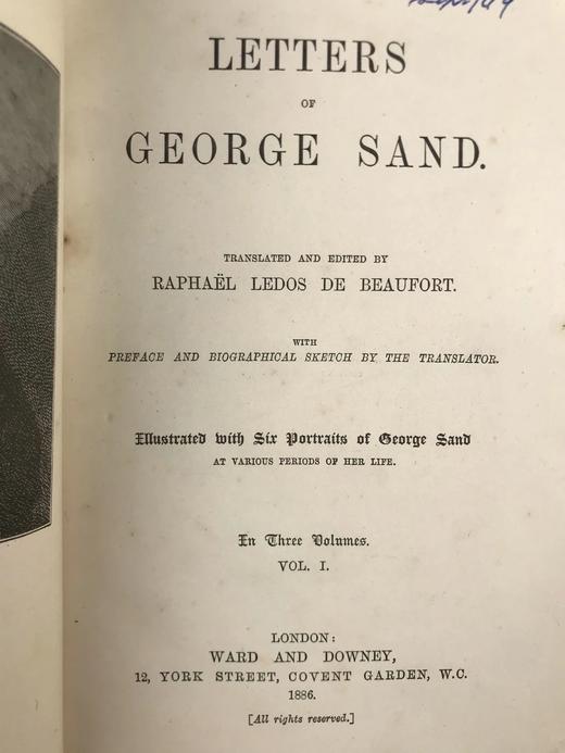 1886年 乔治·桑书信集（全3卷） 1幅肖像插图 真皮精装大32开 商品图4