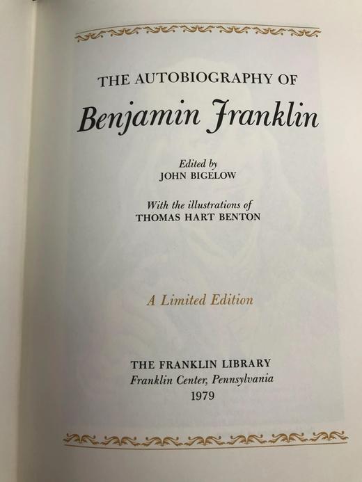 限量版！本杰明・富兰克林《本杰明・富兰克林自传》  配插图 富兰克林图书馆豪华皮装本 商品图2
