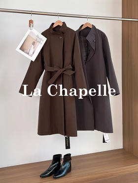 专柜实拍【静奢高级】拉夏贝尔/La Chapelle通勤夹棉长款风衣~row风极简清冷外套棉衣棉服
