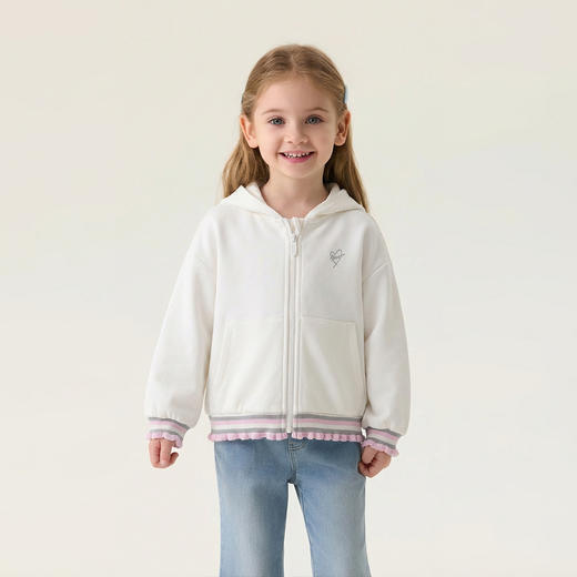 马克珍妮甜酷花边女童空气棉连帽外套2026年春装新款560105 商品图2