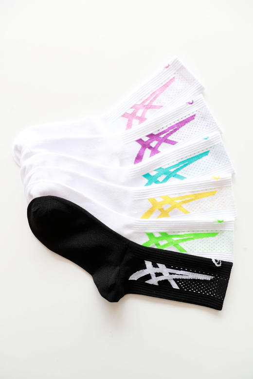 提花运动袜，出口日本。原包装软支撑户外字母透气中筒袜C122960 商品图4