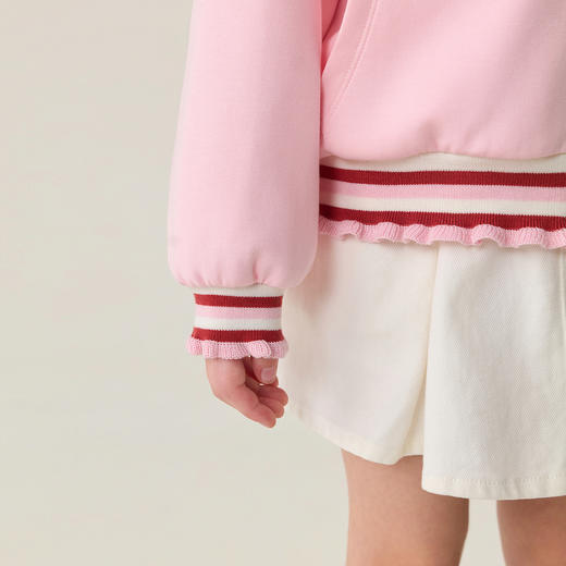 马克珍妮甜酷花边女童空气棉连帽外套2026年春装新款560105 商品图4