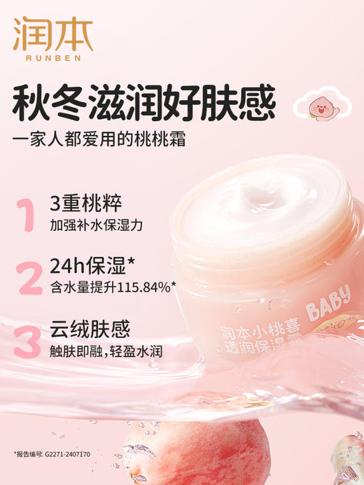 润本丨小桃喜透润保湿霜 55g/盒 商品图2