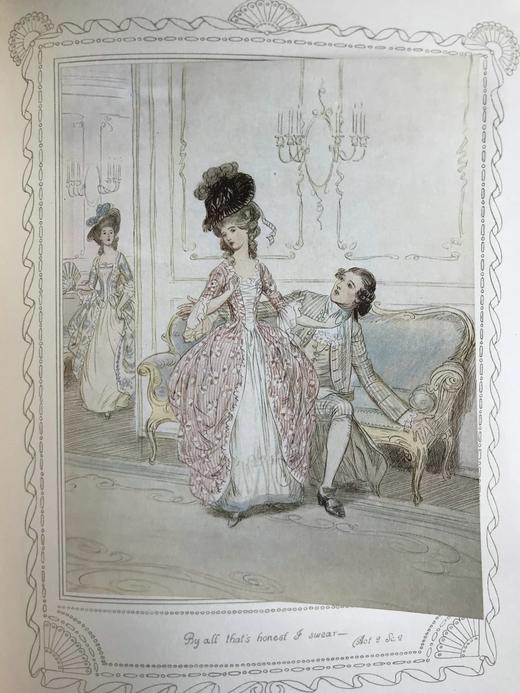 约20世纪早期 谢里丹《造谣学校》 休·汤姆森25幅彩色手工贴图 漆布精装16开 商品图8