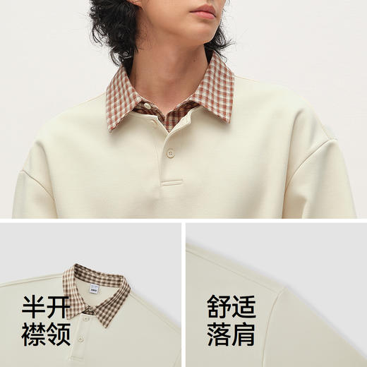 商场同款|森马卫衣男春假两件半开襟套头衫2026新款宽松翻领上衣 商品图3