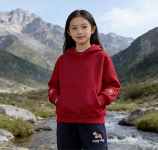 🧨【枳芽儿童刺绣款加绒新年款卫衣套装系列】🧨 红红火火感觉一下子过年了耶，儿童新年中国年服来啦❗❗ 马年穿红运，🔺新年服爆款来啦❗️这套儿童年服直接把新年仪式感拉满～ 商品图3