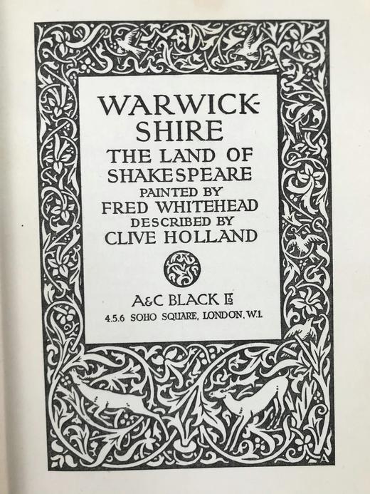1922年 沃里克郡：莎士比亚的故土 32幅水彩画插图 漆布精装32开 商品图3