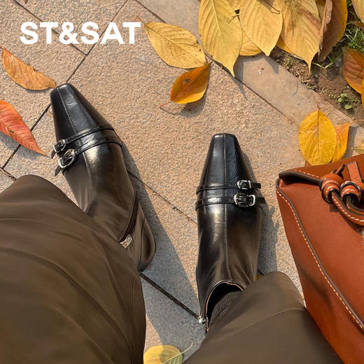 【绒里可选】星期六英伦风双扣带方头粗跟切尔西SSD4116Y7T/SSD4118YFJ 商品图6