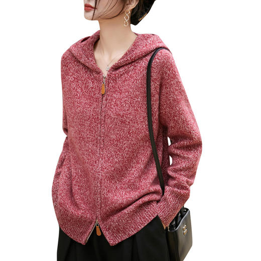 丁摩 法式松弛感连帽100纯羊毛针织开衫  JJ-159 商品图4