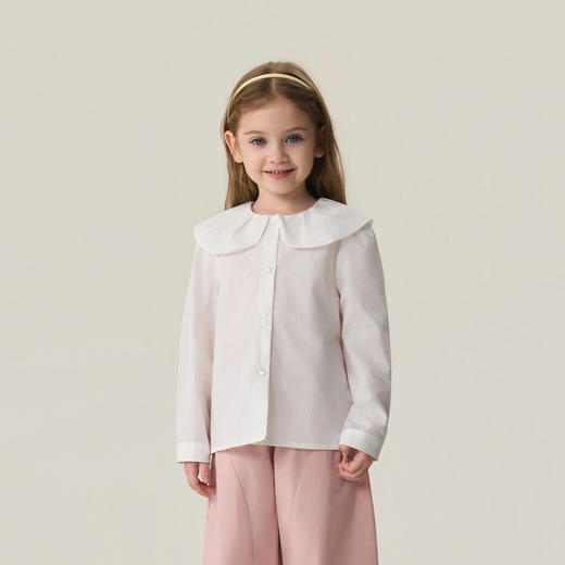 马克珍妮萌趣小熊女童翻领条纹衬衫2026年春装新款560118 商品图1