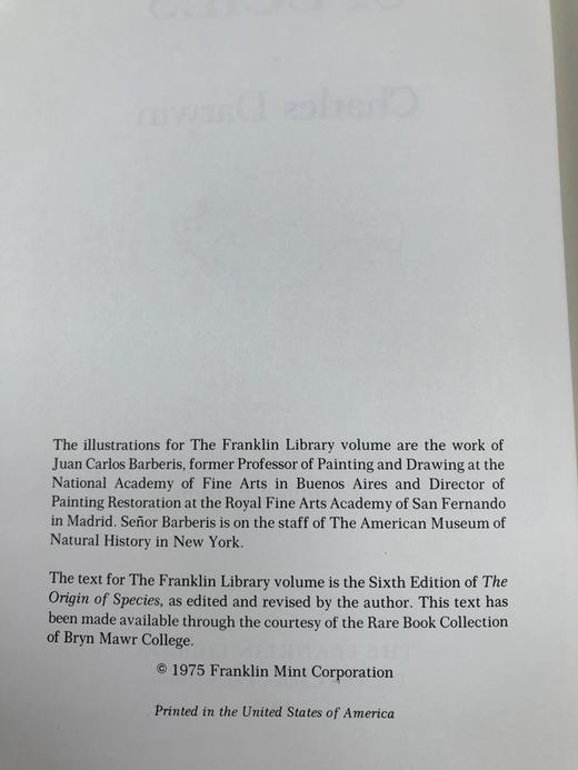 限量版！含藏书票 查尔斯・达尔文《物种起源》 配插图 富兰克林图书馆豪华皮装本 商品图4