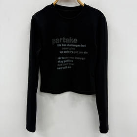 NC圆领英文字母烫钻打底T恤50902（黑） 秋季 153240140321