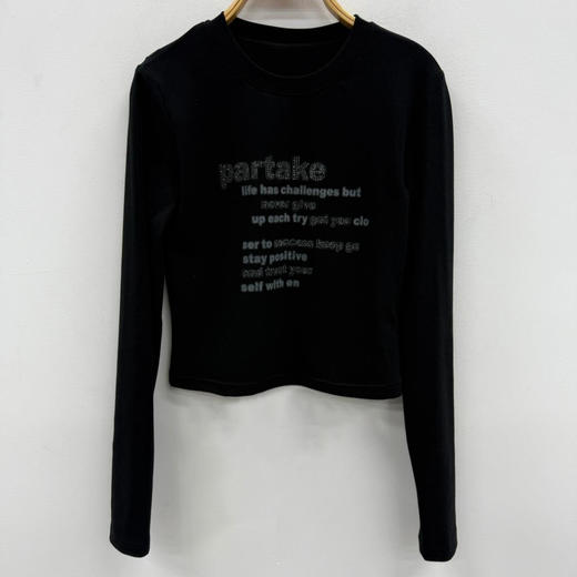 NC圆领英文字母烫钻打底T恤50902（黑） 秋季 153240140321 商品图0