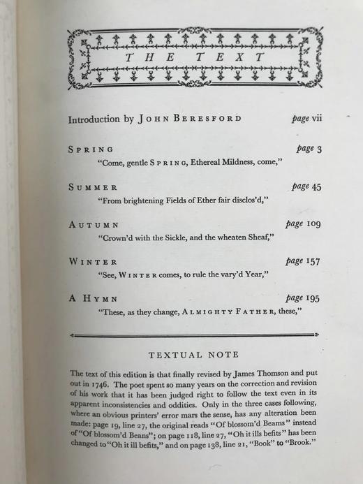 The Nonesuch Press私人出版社限量1500册 原品铜版画手工上彩插图 1927年 詹姆斯·汤姆森《四季》 亨利·雅基耶5幅插图 布面精装16开 商品图3