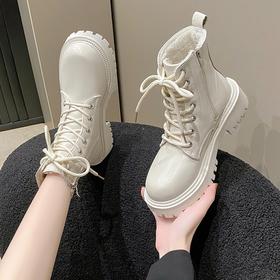 马丁靴女秋冬季新款英伦风加绒加厚时尚厚底机车靴雪地靴短靴