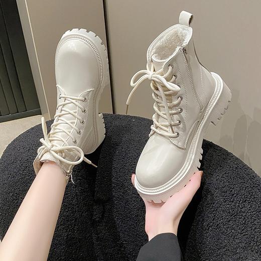 马丁靴女秋冬季新款英伦风加绒加厚时尚厚底机车靴雪地靴短靴 商品图0