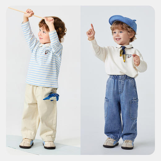 迷你巴拉男童宝宝长袖T恤柔软舒适轻盈蓬松透气polo学院风2026春 商品图2