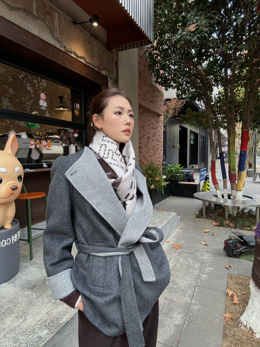 【灰的AB面】噢蜜ooomeooo双色手工10羊绒大衣 商品图1