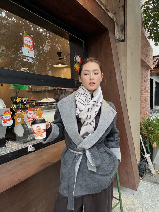 【灰的AB面】噢蜜ooomeooo双色手工10羊绒大衣 商品图2