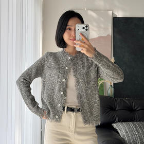 「工厂团购」棉&麻&丝 混纺花纱小香针织开衫