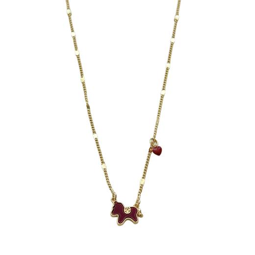 【新款生肖马上有钱吊坠】小马项链女款 红色爱心锁骨链轻奢毛衣链 商品图4