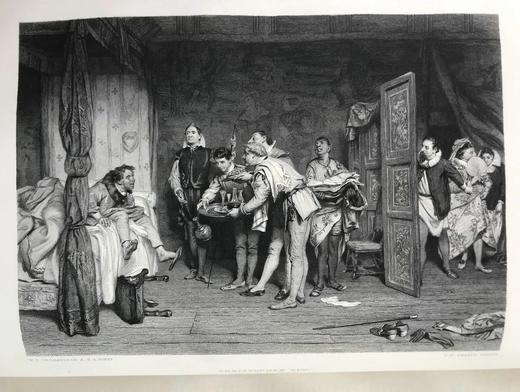 38*29cm！约19世纪中期 殿版莎士比亚作品集（全2卷） 44幅精美钢版画 漆布精装 商品图7