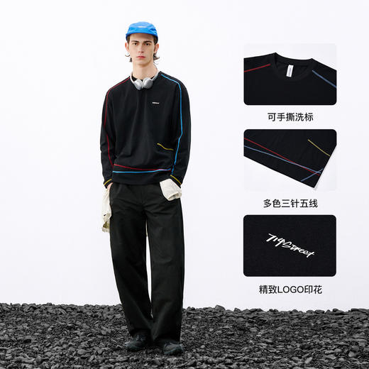 714street户外吸湿速干凉感运动长袖 2026春季潮牌宽松情侣T恤男 商品图2