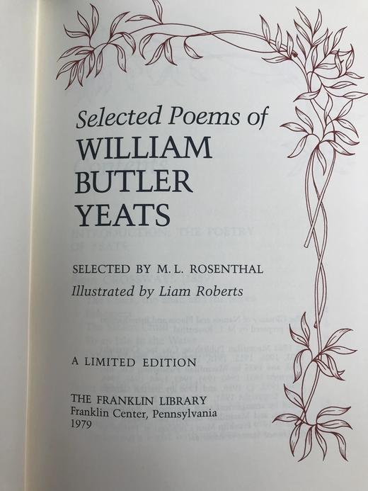 限量版！含藏书票 威廉・巴特勒・叶芝《威廉・巴特勒・叶芝诗选》 配插图 富兰克林图书馆豪华皮装本 商品图3