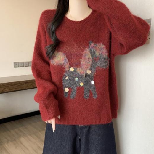 🔥【马年好运款红色休闲毛衣合集】—— 💥好运翻倍的显白红色系 "发财红"翻领纽扣针织衫✨柔软包芯纱亲肤面料，秋冬穿超舒服。 商品图7