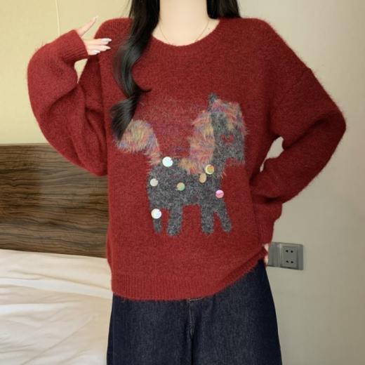 🔥【马年好运款红色休闲毛衣合集】—— 💥好运翻倍的显白红色系 "发财红"翻领纽扣针织衫✨柔软包芯纱亲肤面料，秋冬穿超舒服。 商品图6