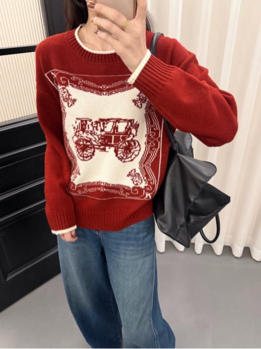 🔥【马年好运款红色休闲毛衣合集】—— 💥好运翻倍的显白红色系 "发财红"翻领纽扣针织衫✨柔软包芯纱亲肤面料，秋冬穿超舒服。 商品图0