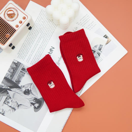 【2双装】【5-7岁】中童新年鸿运袜红袜子新年袜子四季棉袜【6双6折 2523209】 商品图1