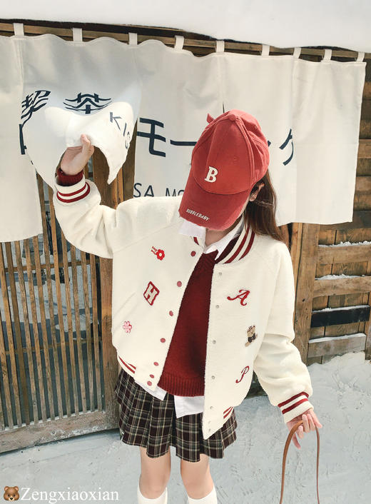 <曾小咸推荐>现货秒杀 ！微信超特价！韩系条纹棒球服夹棉外套 日常299.99 立减140 秒杀159.99！！ 商品图5