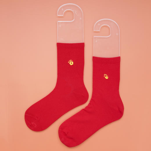 【2双装】男士/女士新年红袜子本命年鸿运袜AB版中筒四季棉袜【6双6折 2522208/2521208】 商品图3